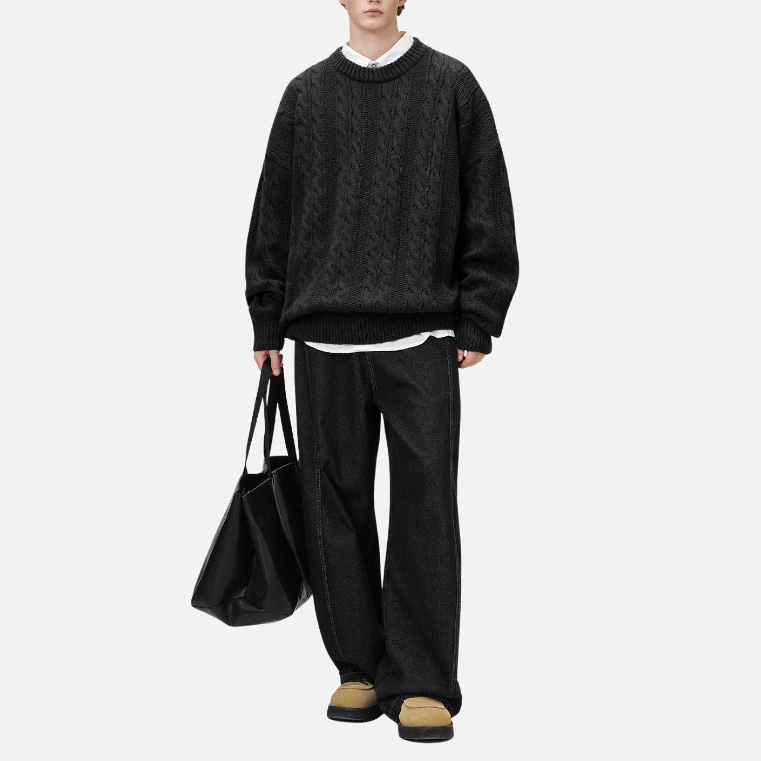 Cable Knit Crewneck Sweater