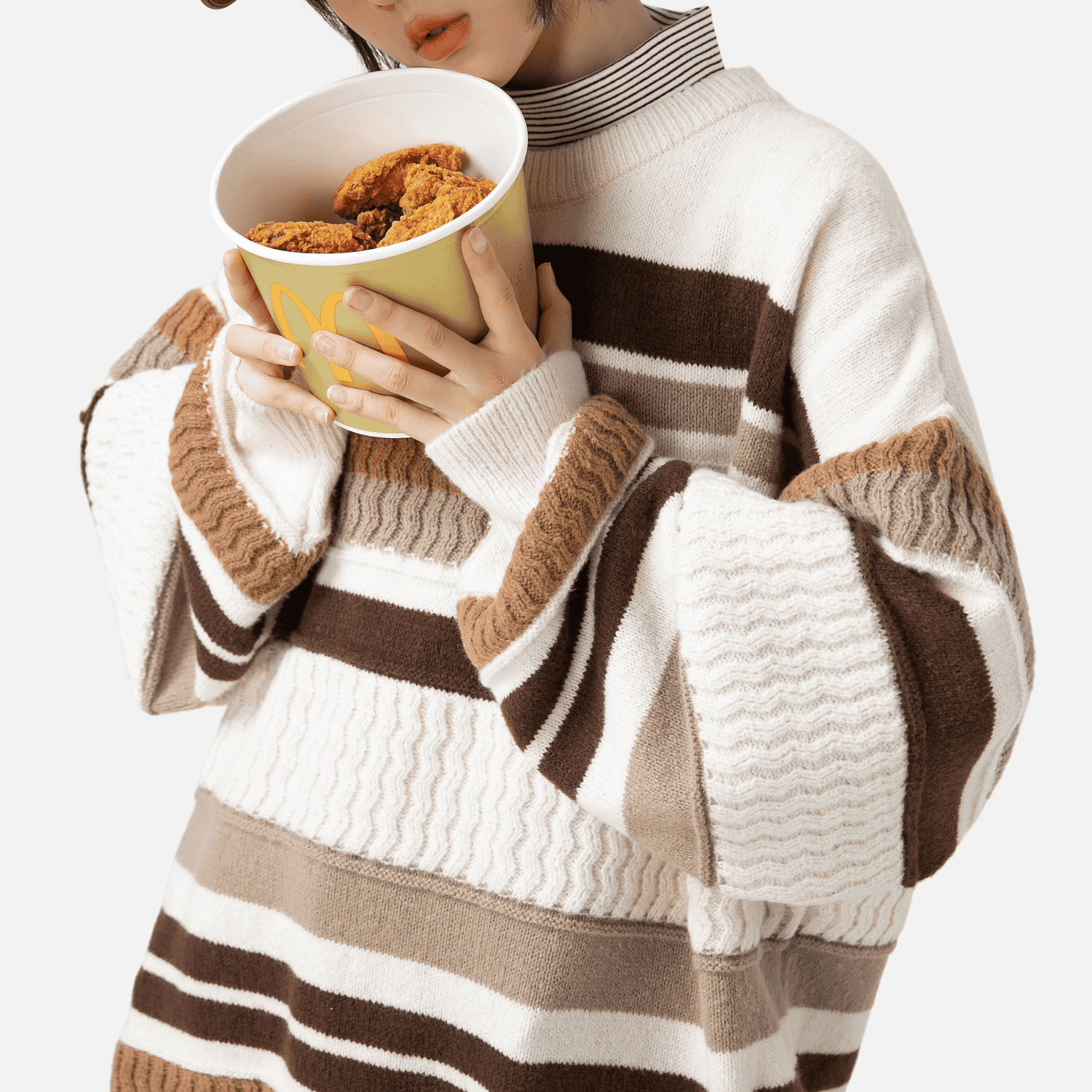 Striped Cable Patchwork Design Pullover