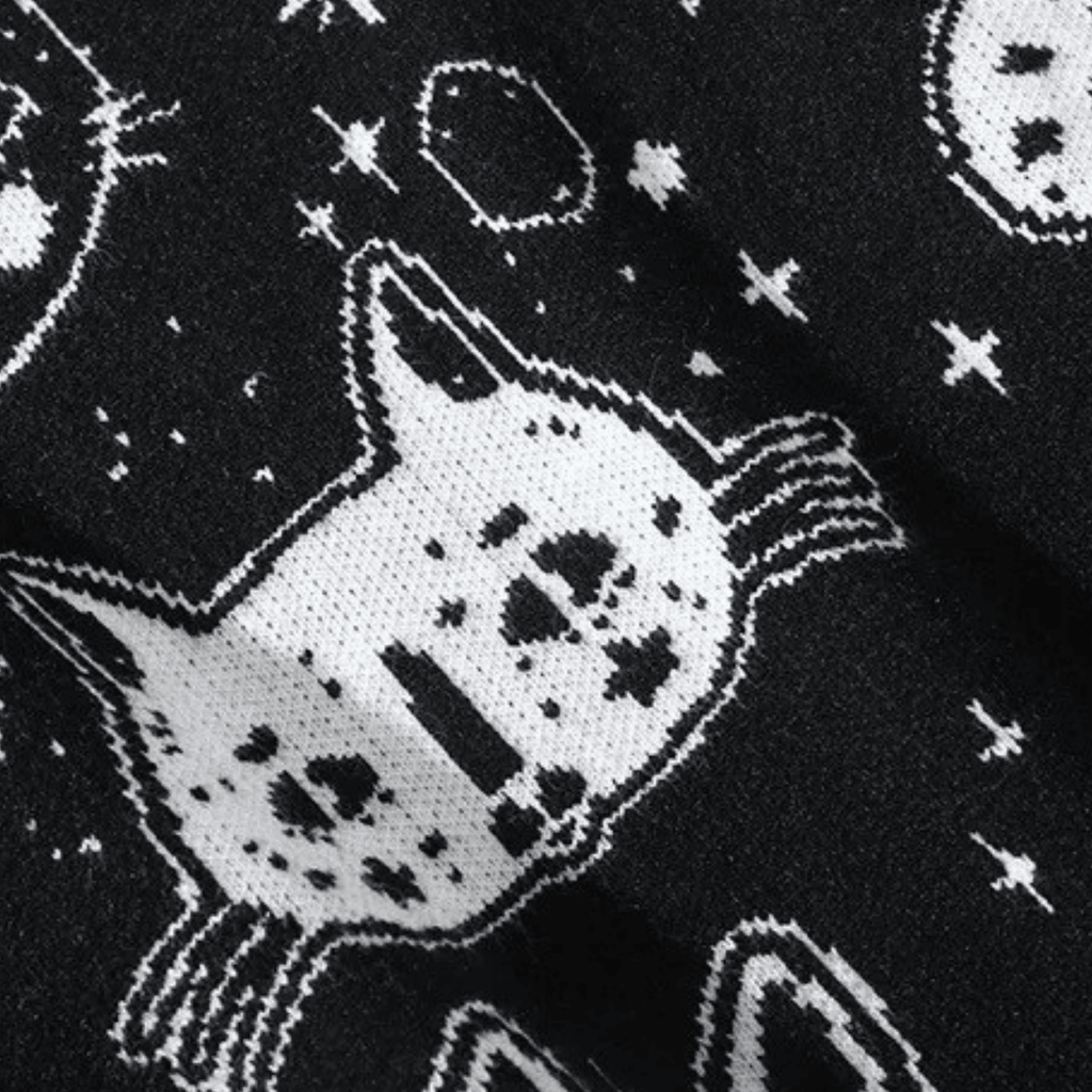 Cartoon Kitten Pattern Knitted Sweater
