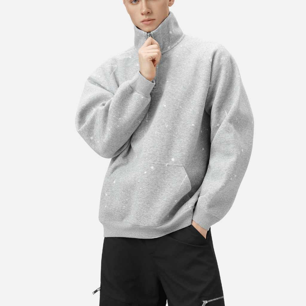 Burnout Half-Zip Stand Collar Sweatshirt