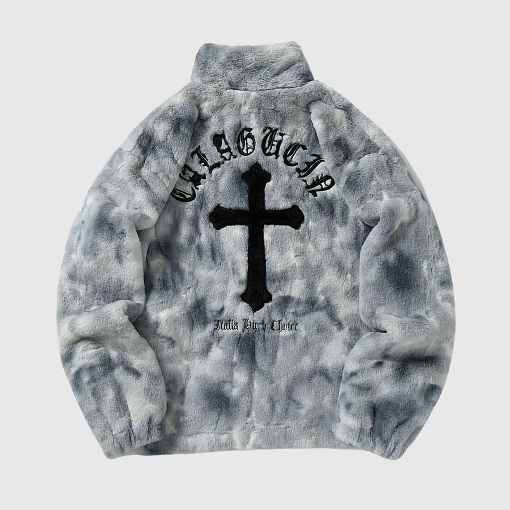 Fuzzy Tie-Dye Sherpa Padded Jacket