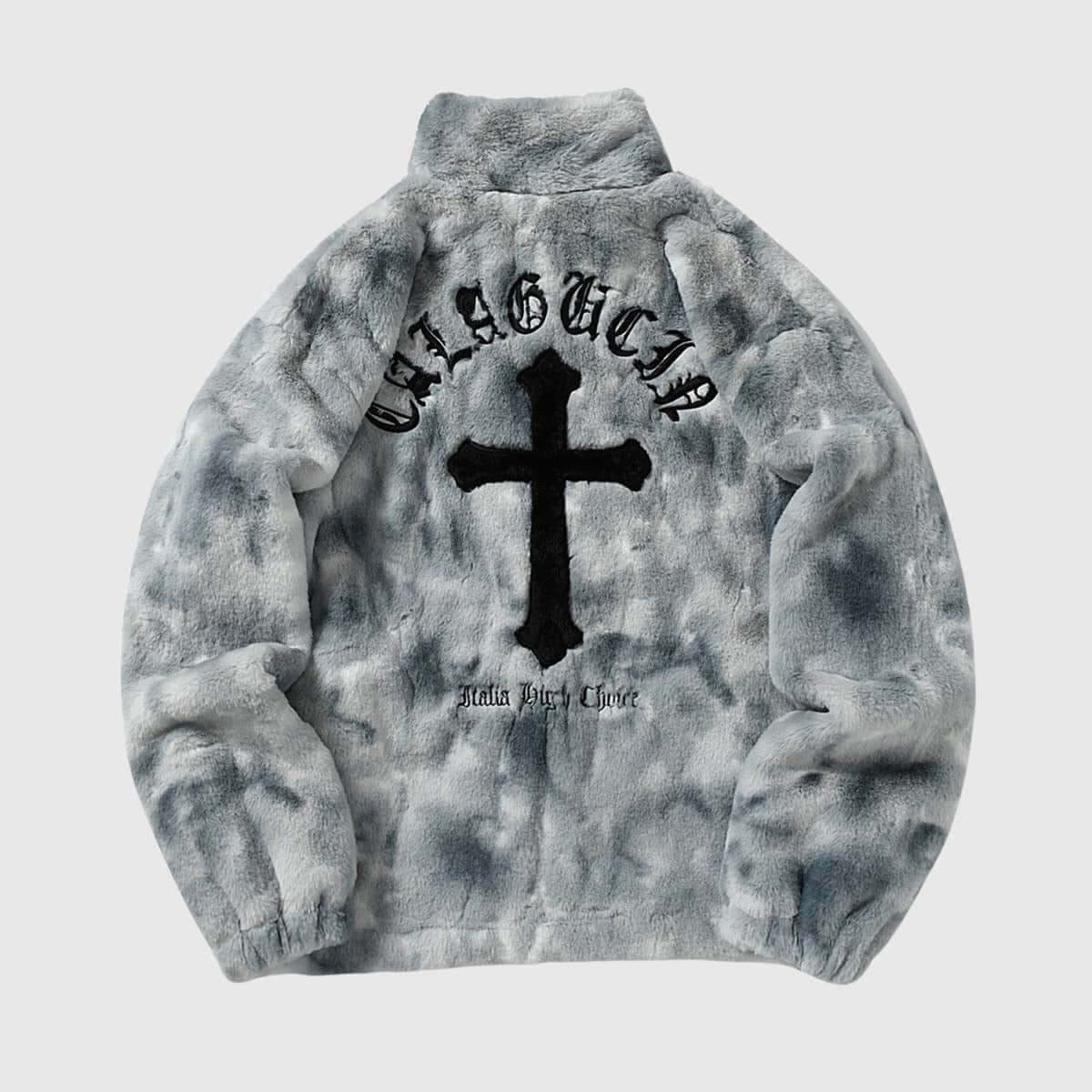 Fuzzy Tie-Dye Sherpa Padded Jacket