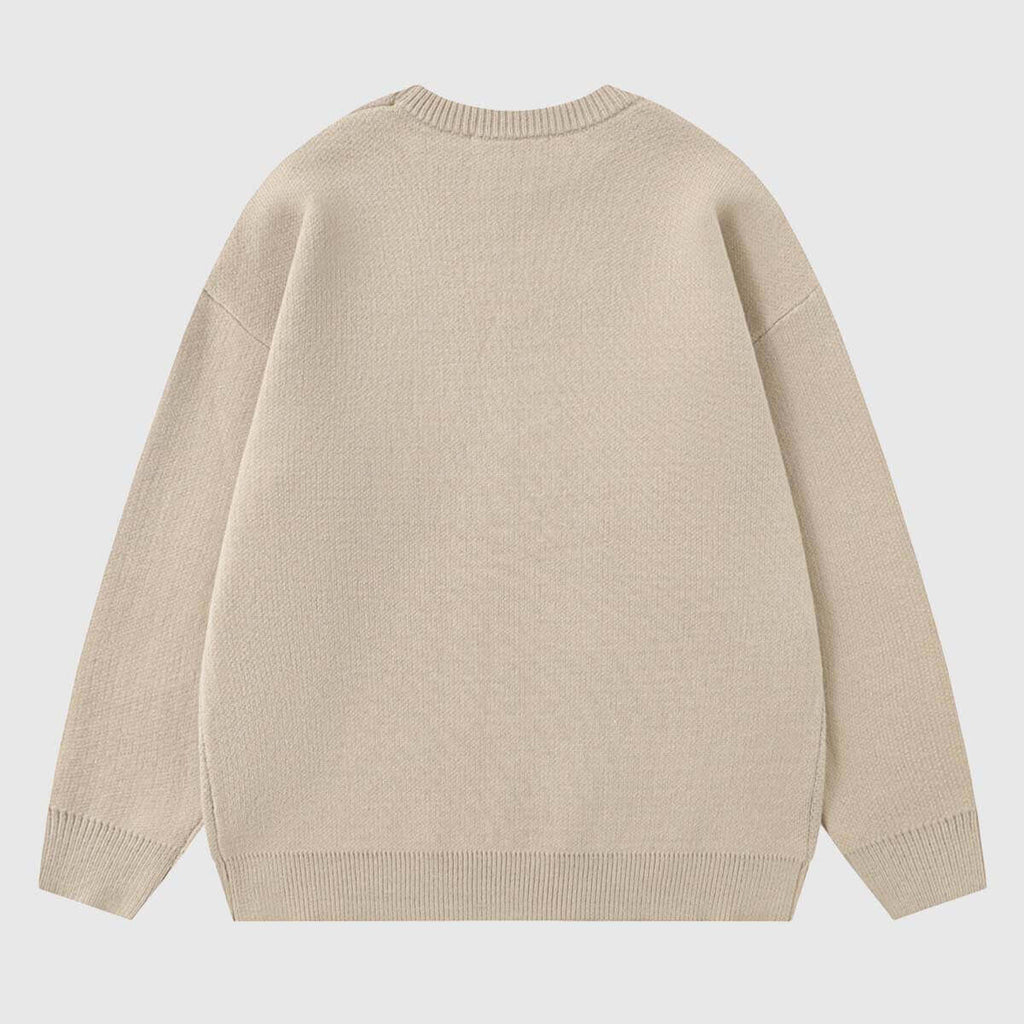 Dog Pattern Oversized Knit Sweater