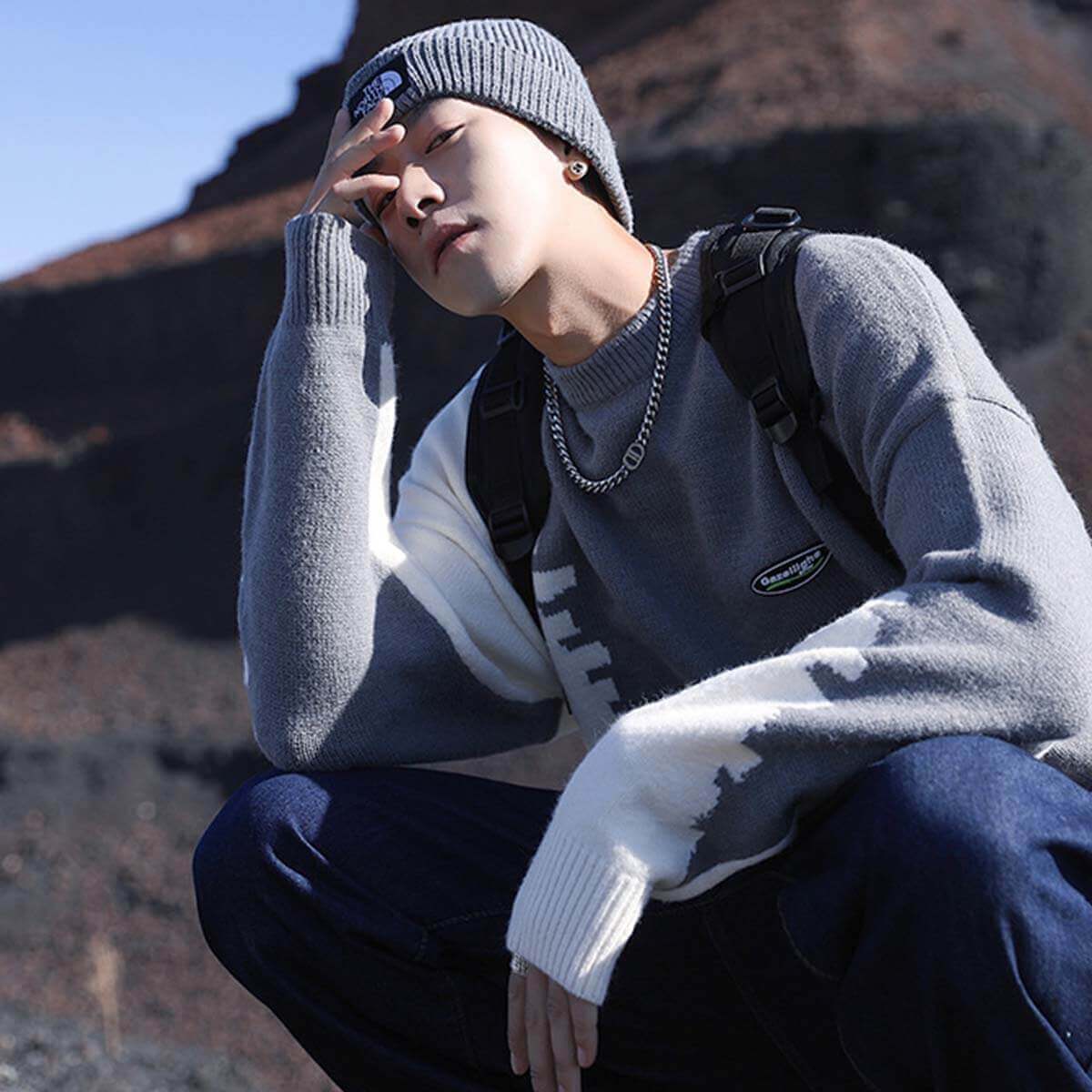 Vintage Color Block Sweater