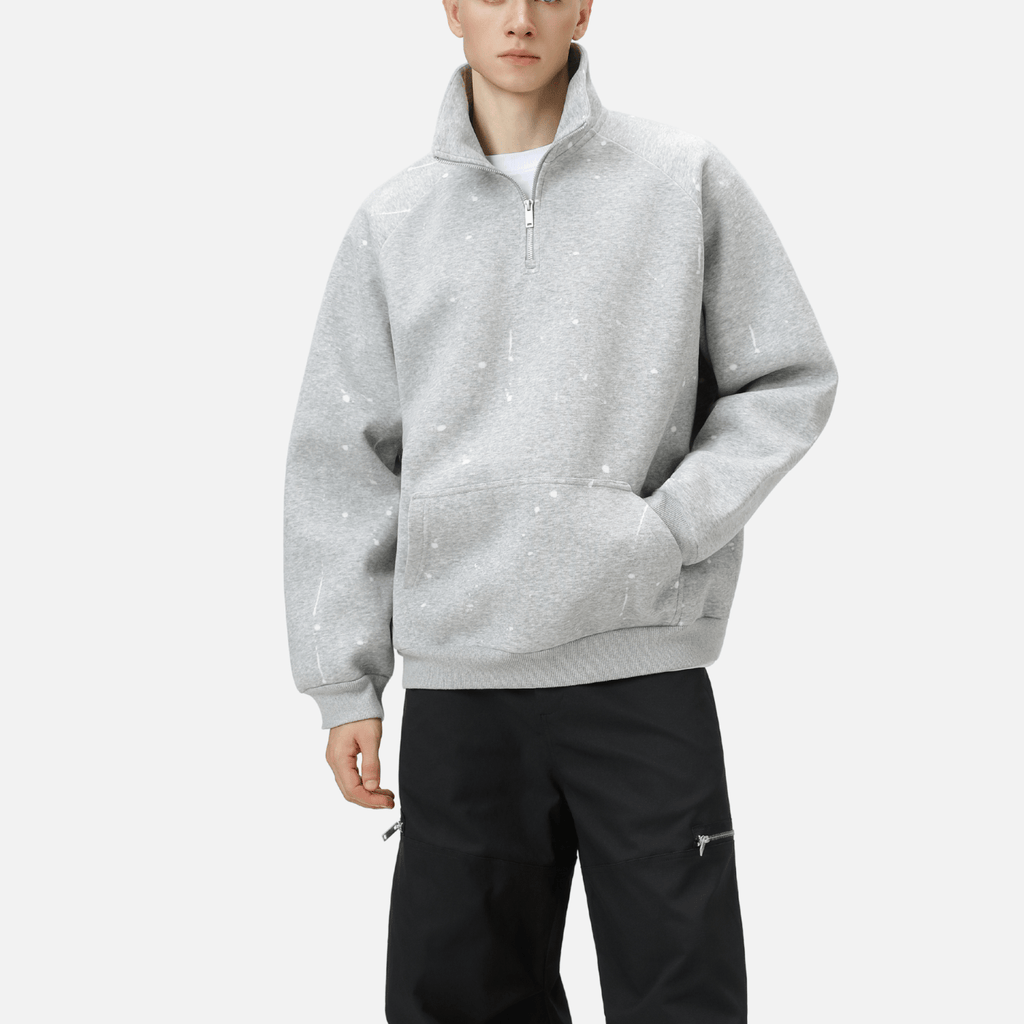 Burnout Half-Zip Stand Collar Sweatshirt