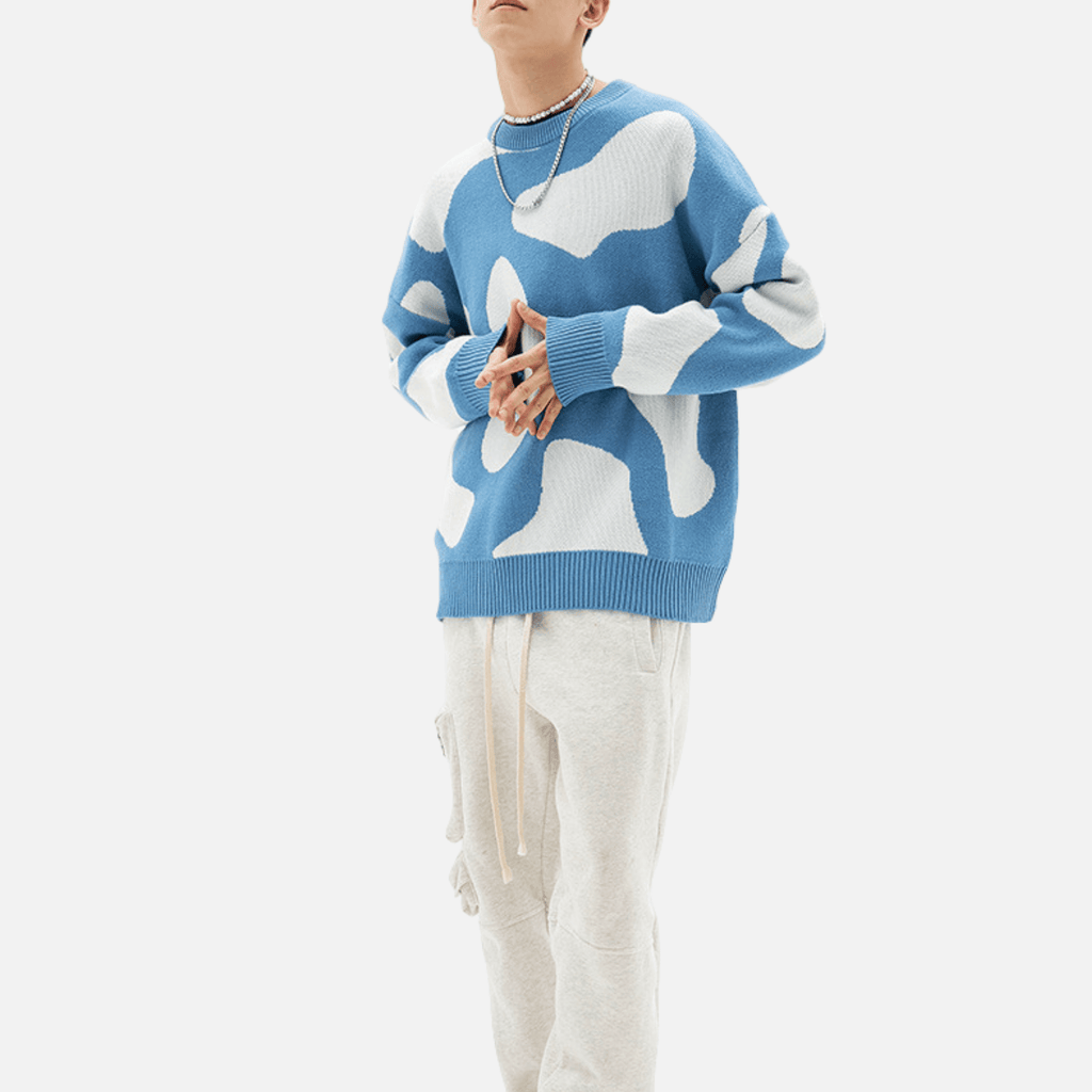 Cow Pattern Colorblock Sweater