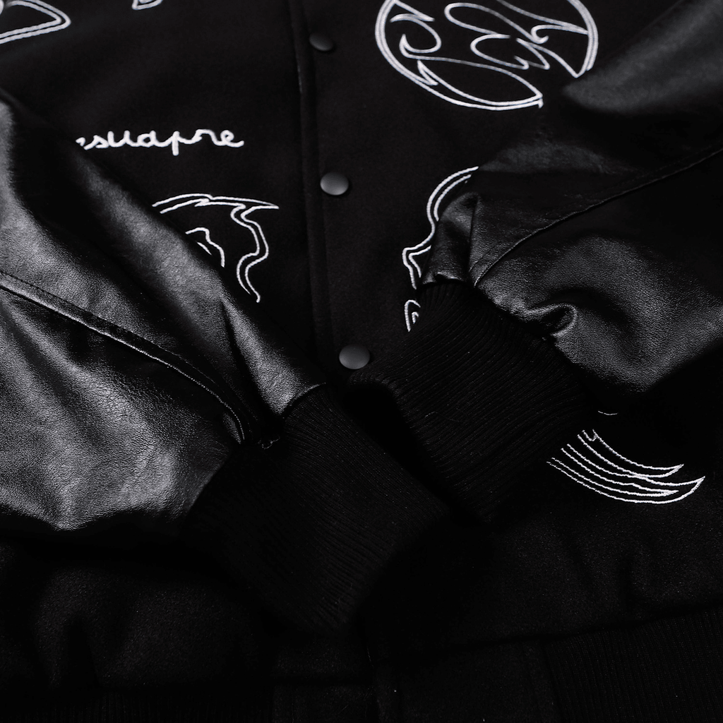 Symbol Embroidery PU Leather Stitching Baseball Jacket
