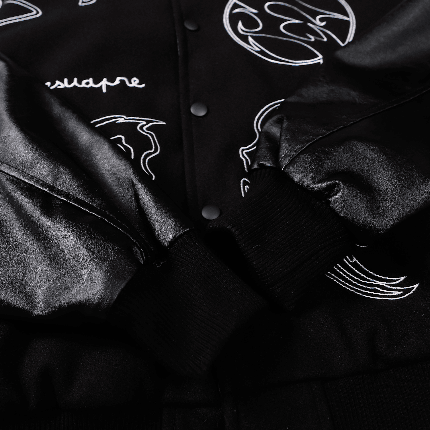 Symbol Embroidery PU Leather Stitching Baseball Jacket