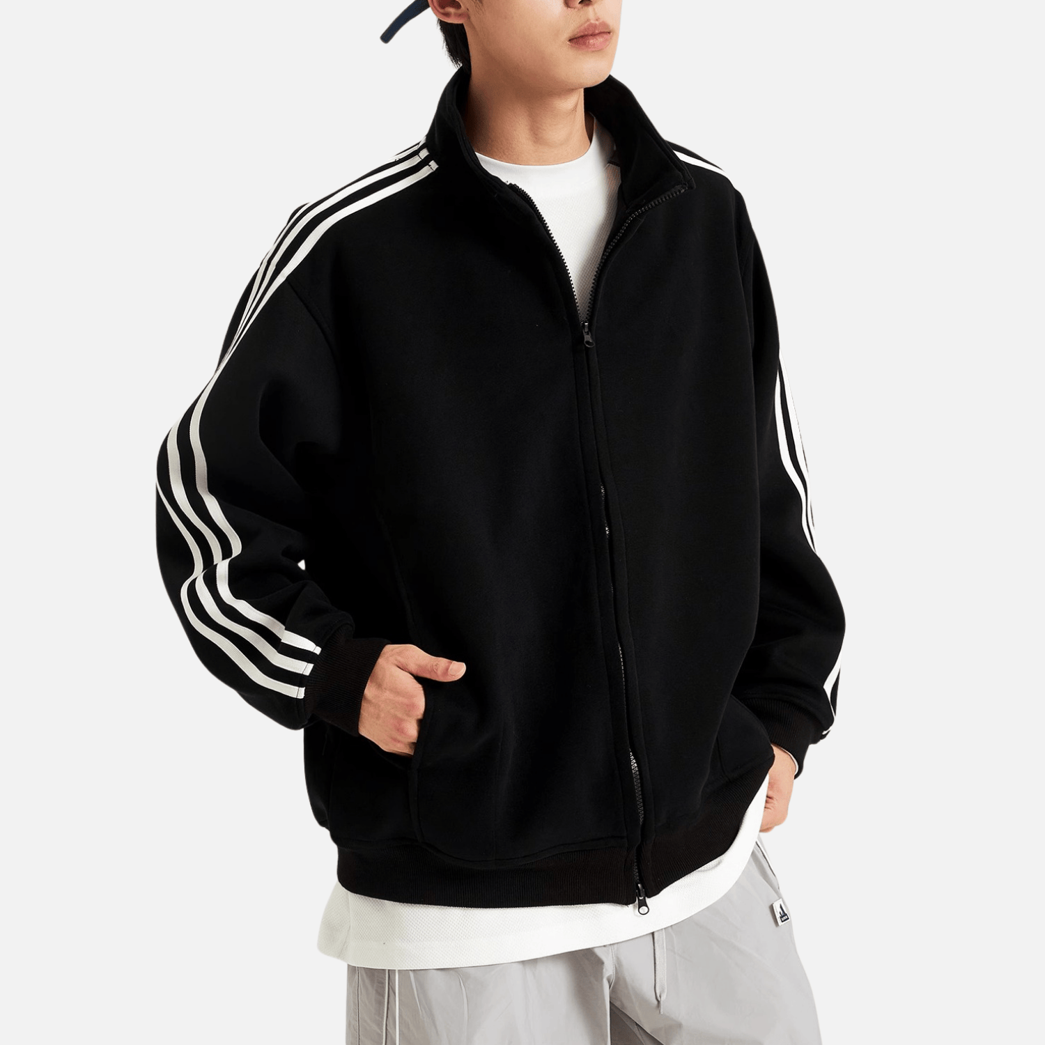 Striped Stand Collar Jacket