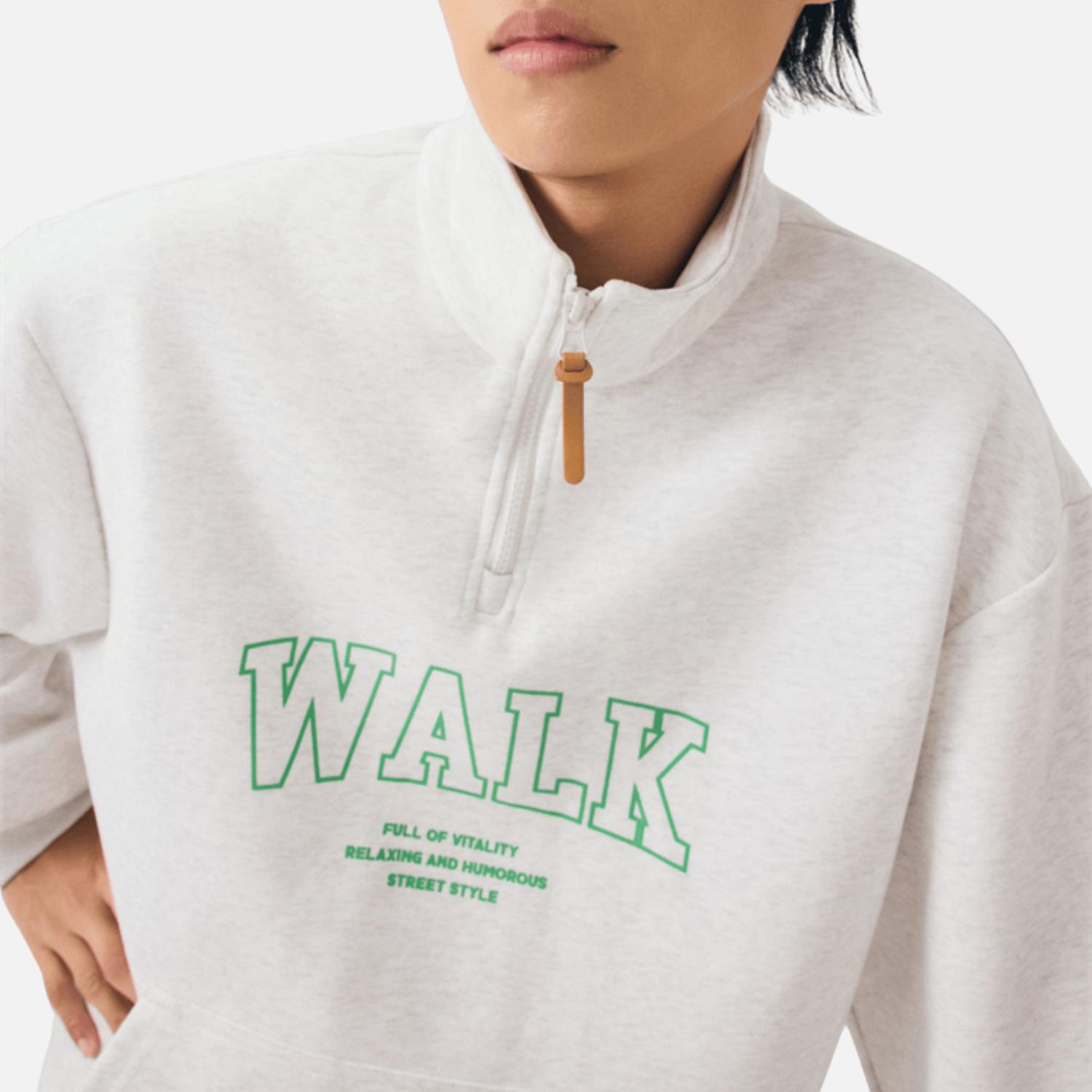 Half-Zip Letter Print Sweatshirt
