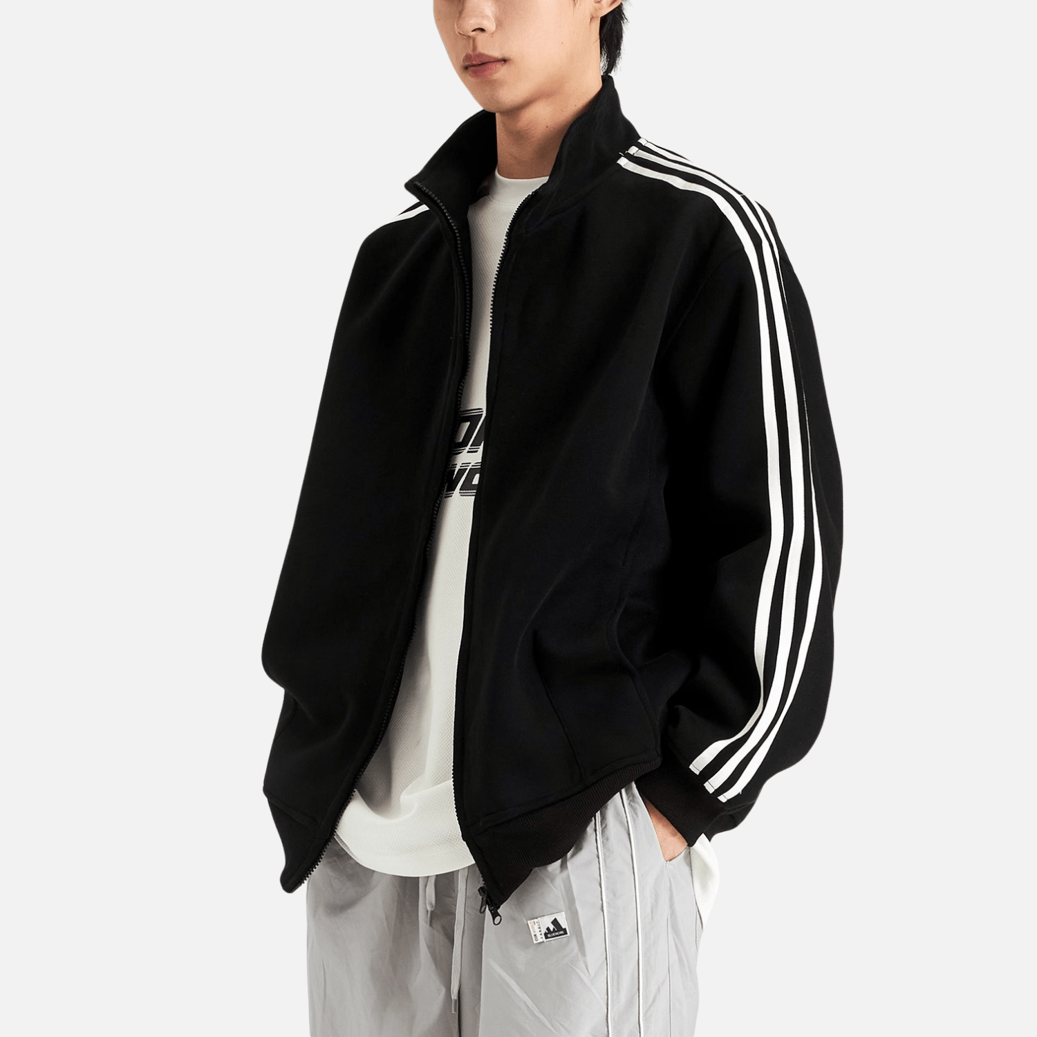 Striped Stand Collar Jacket