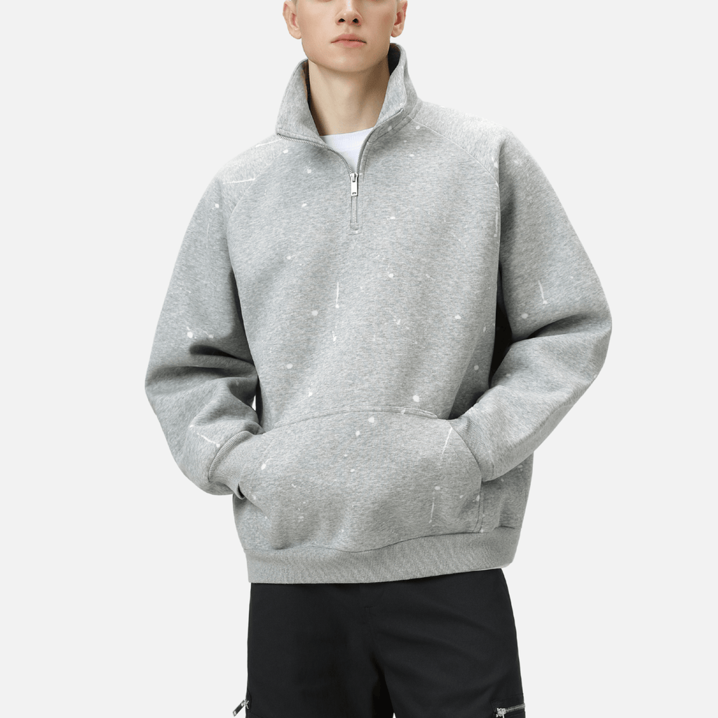 Burnout Half-Zip Stand Collar Sweatshirt