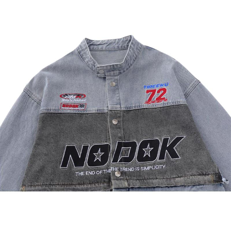 Number Embroidered Denim Jacket