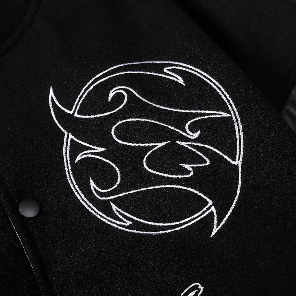 Symbol Embroidery PU Leather Stitching Baseball Jacket