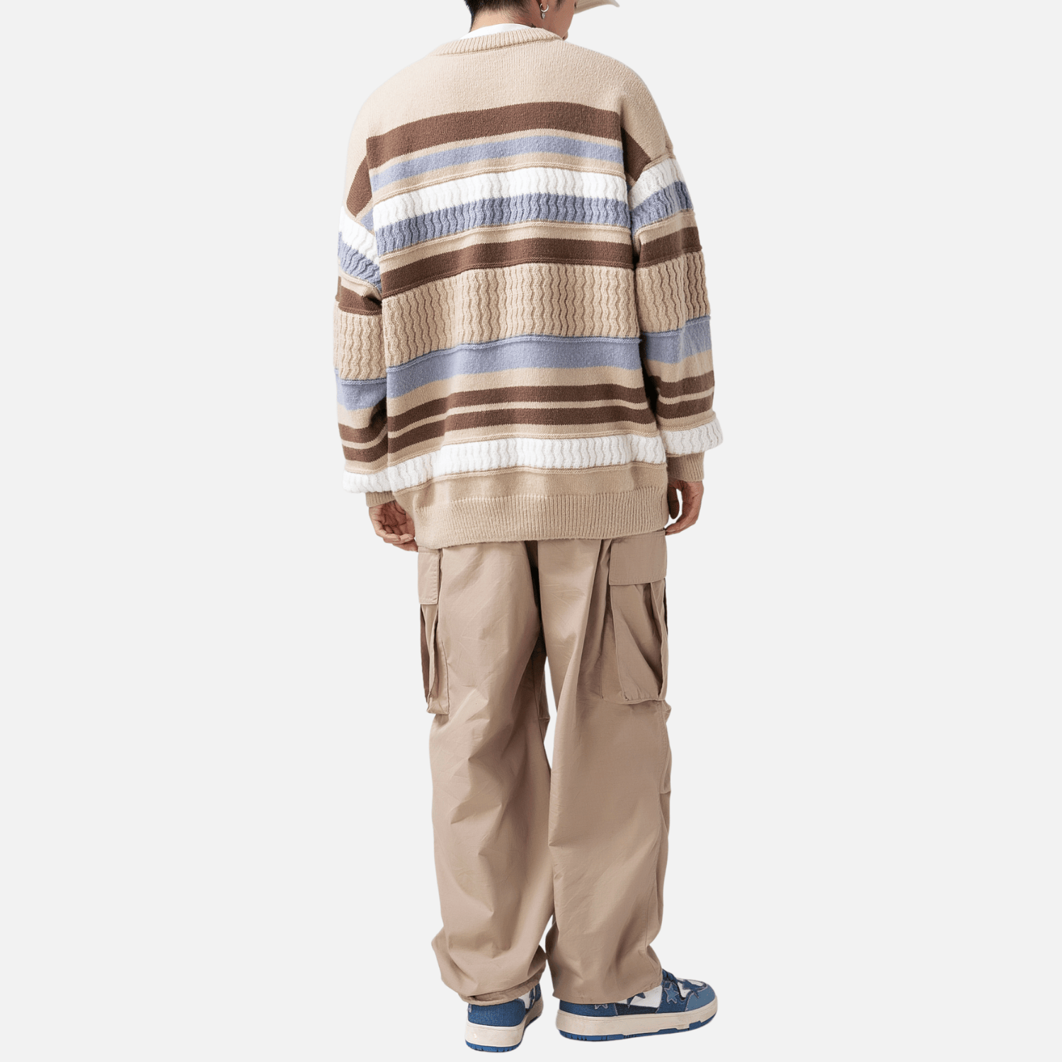 Striped Cable Patchwork Design Pullover