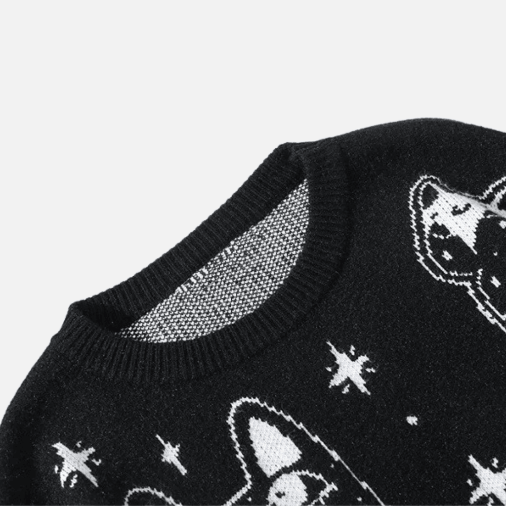 Cartoon Kitten Pattern Knitted Sweater