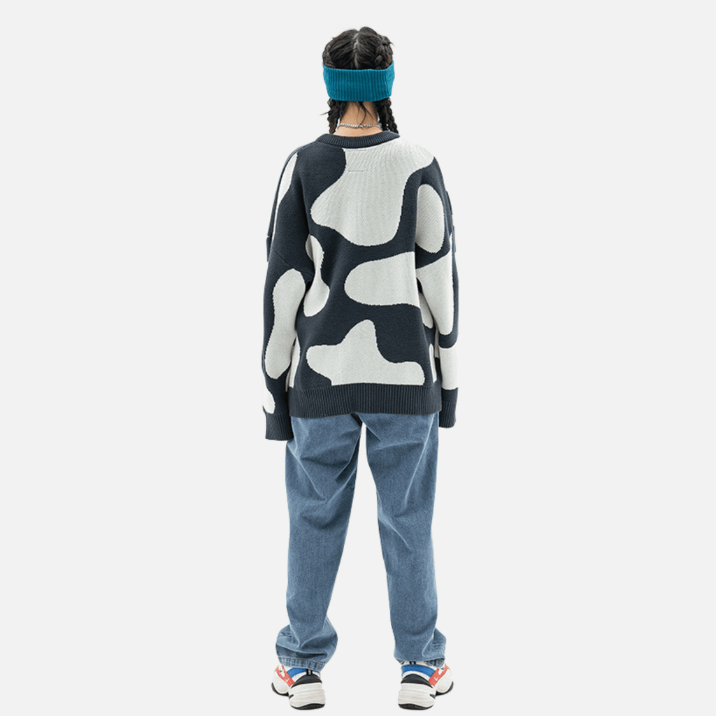 Cow Pattern Colorblock Sweater