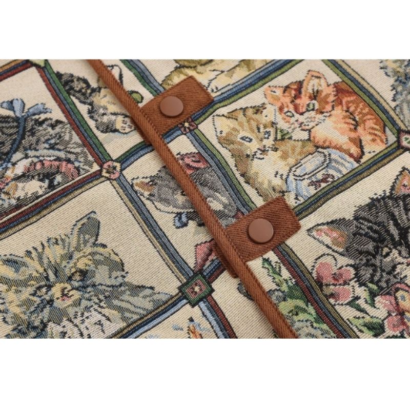 Vintage Cat Embroidered Bomber Jackets