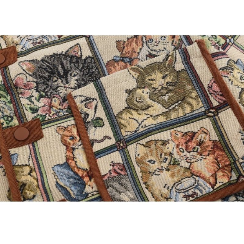 Vintage Cat Embroidered Bomber Jackets