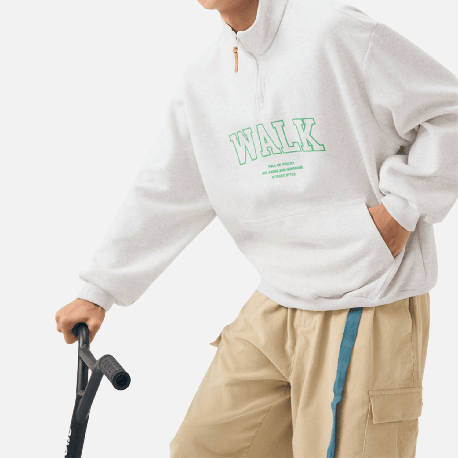 Half-Zip Letter Print Sweatshirt