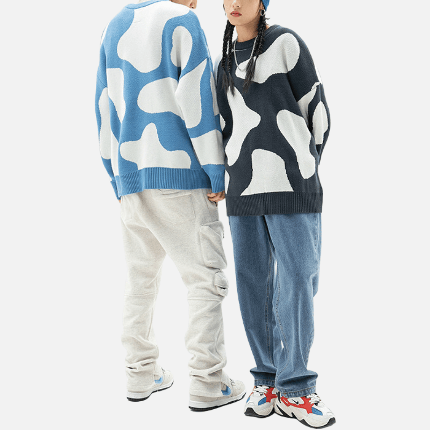 Cow Pattern Colorblock Sweater