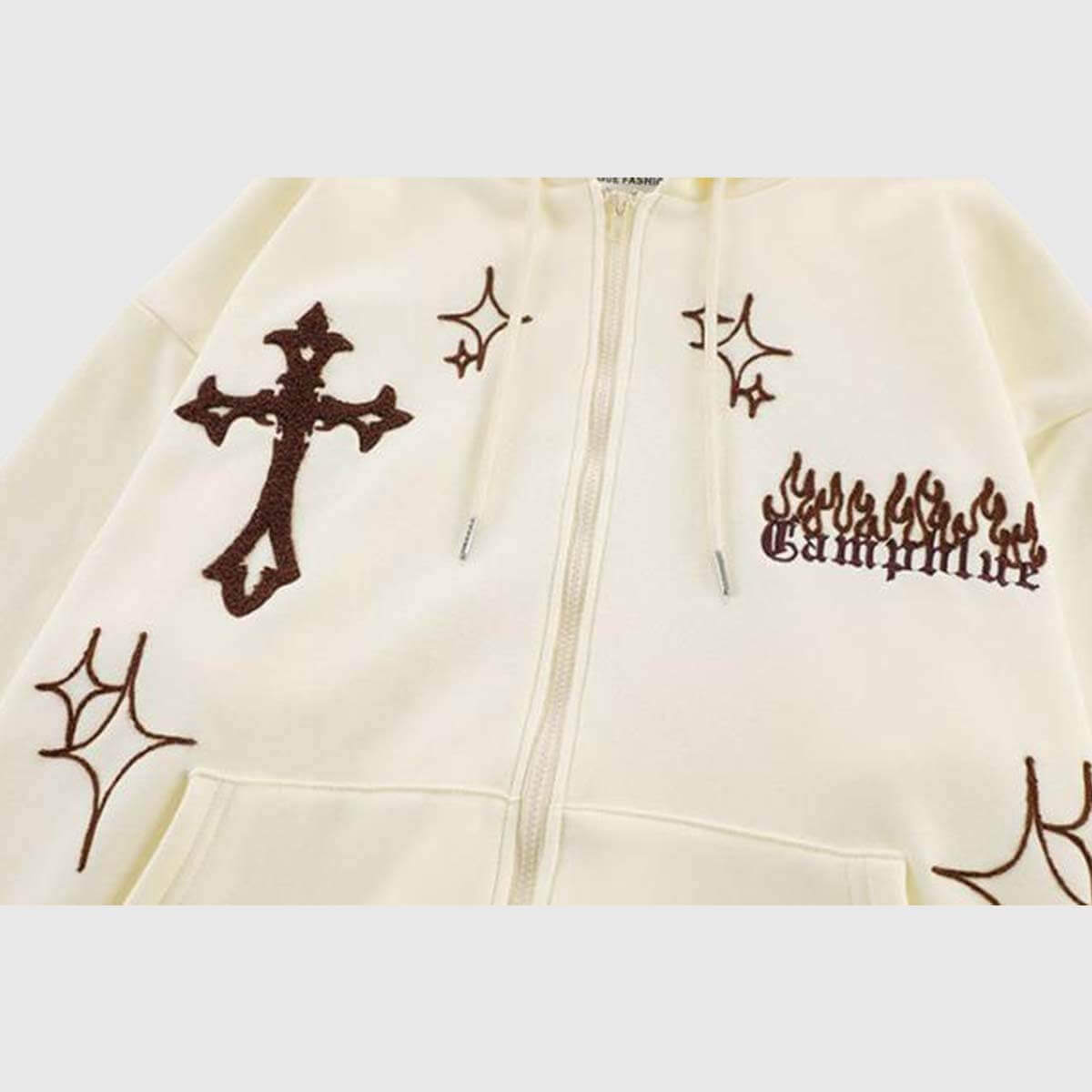 Cross Embroidery Oversized Hoodie