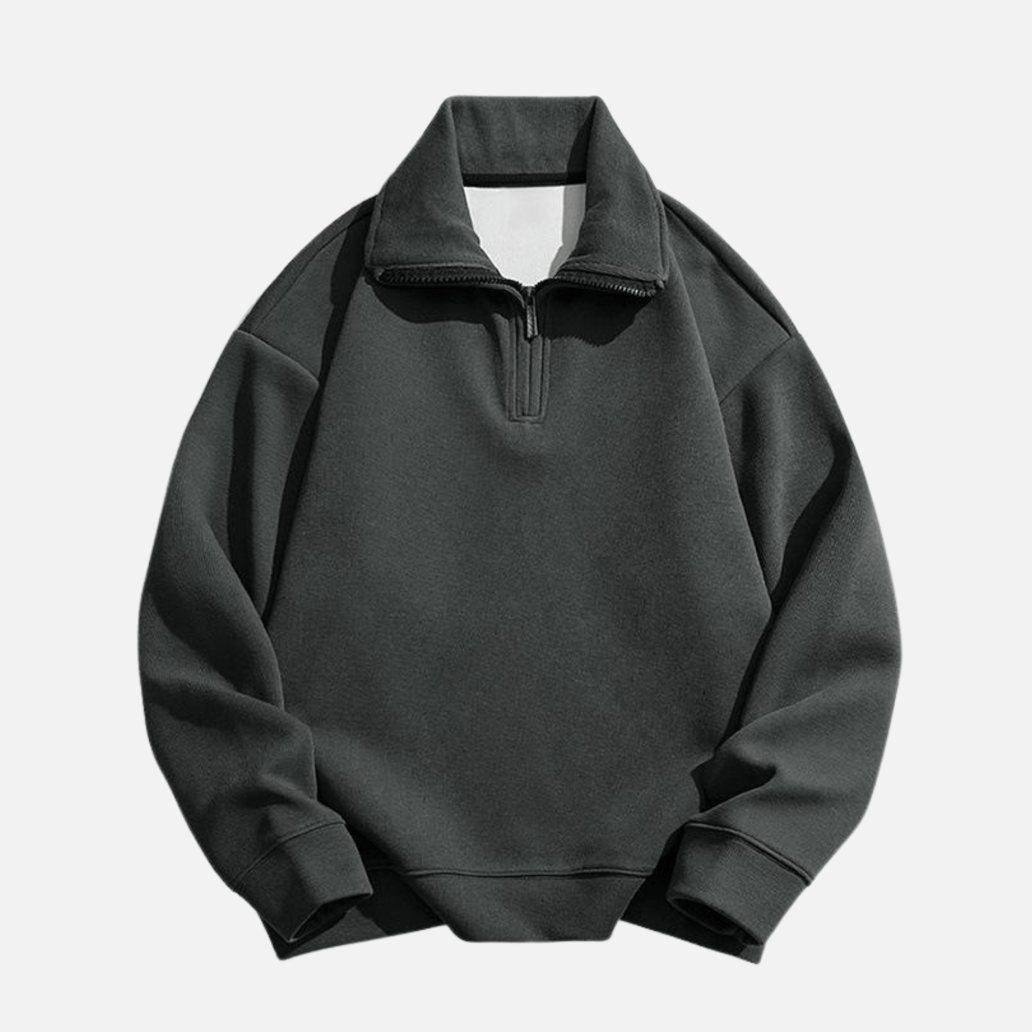 Solid Half-Zip Stand Collar Sweatshirt