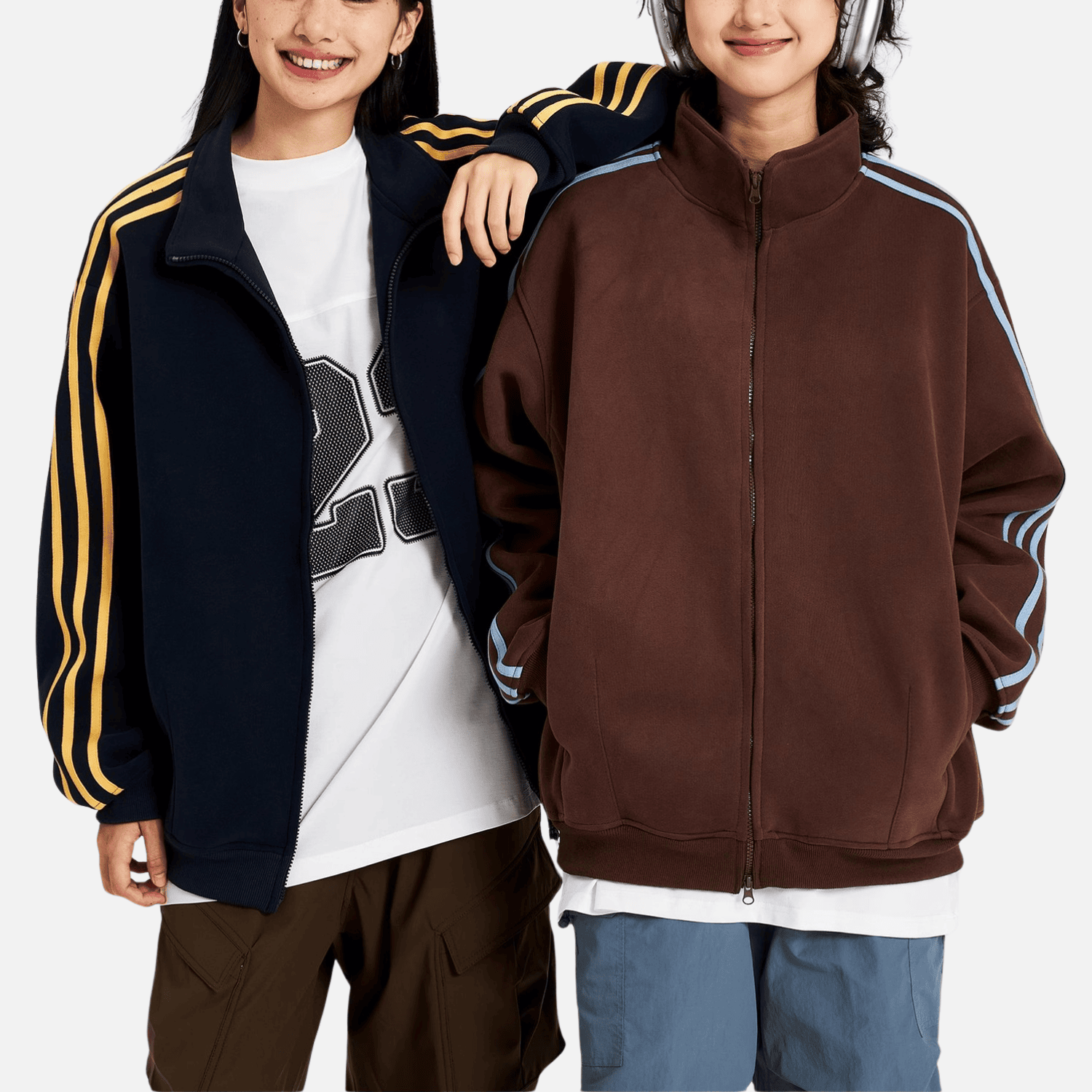 Striped Stand Collar Jacket