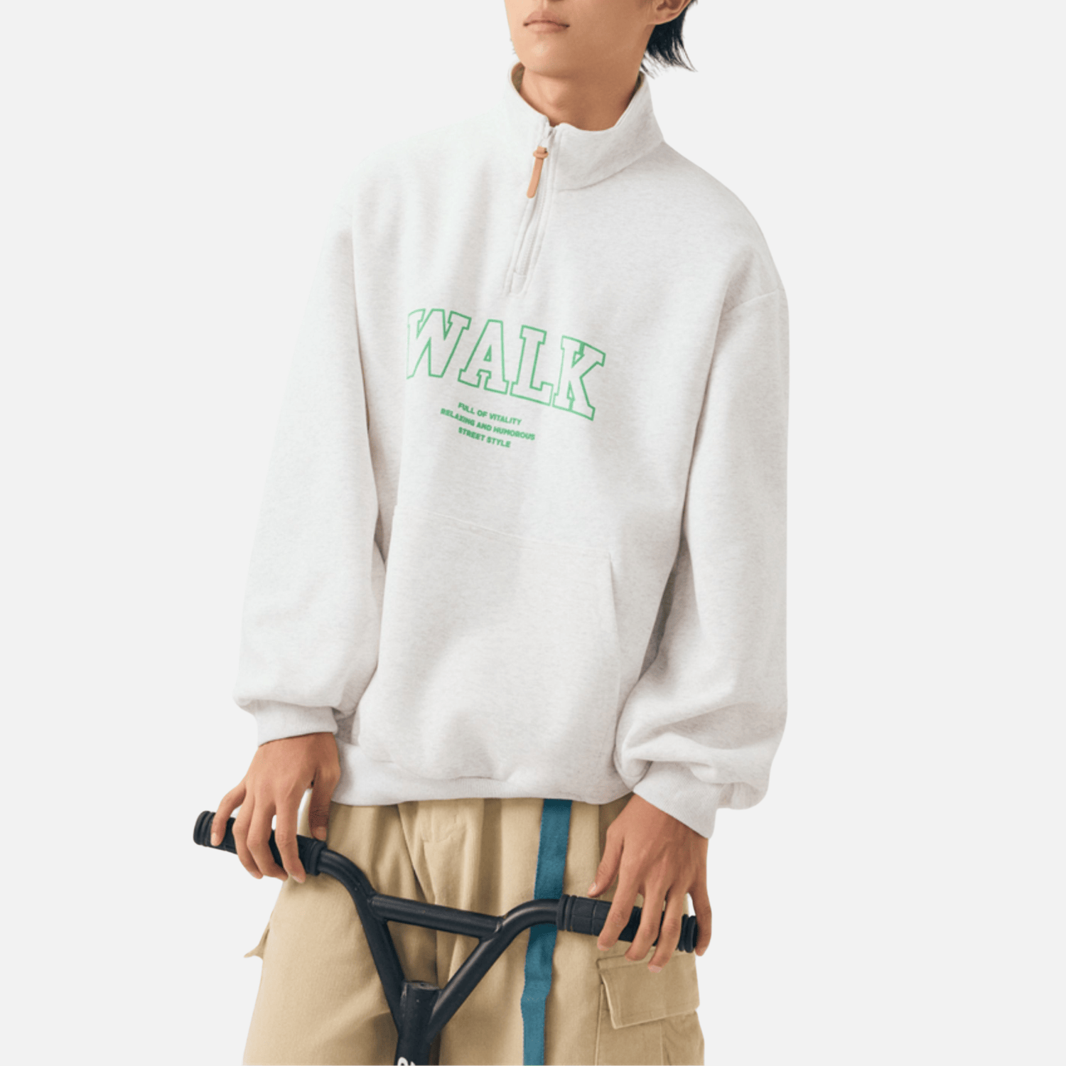Half-Zip Letter Print Sweatshirt