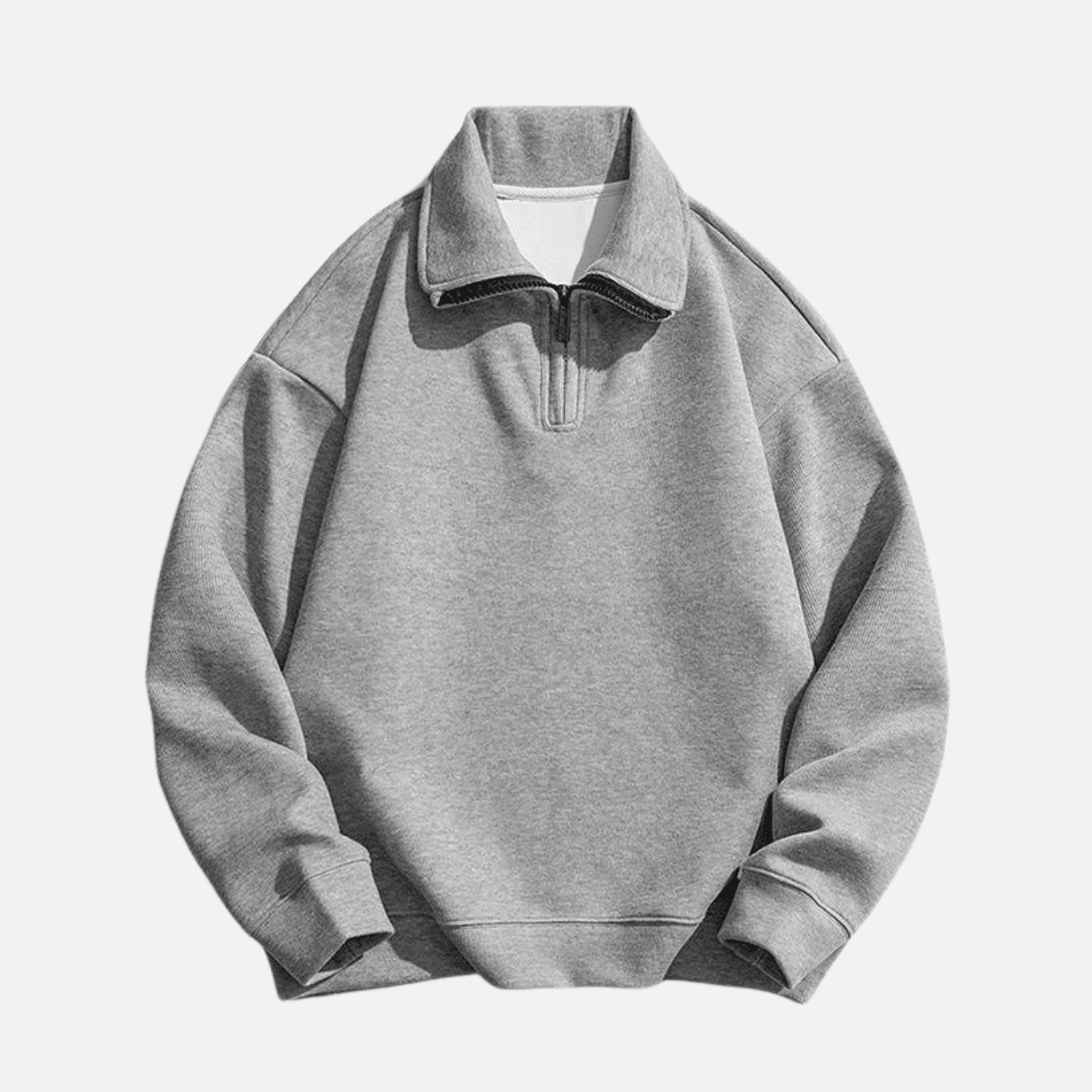 Solid Half-Zip Stand Collar Sweatshirt
