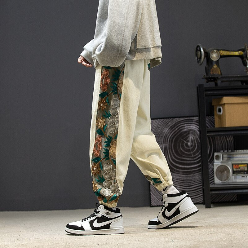 Flower Embroidery Sweatpants