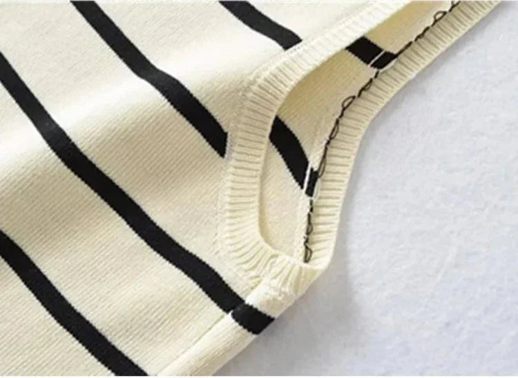 Striped Button-Up Knitted Vest
