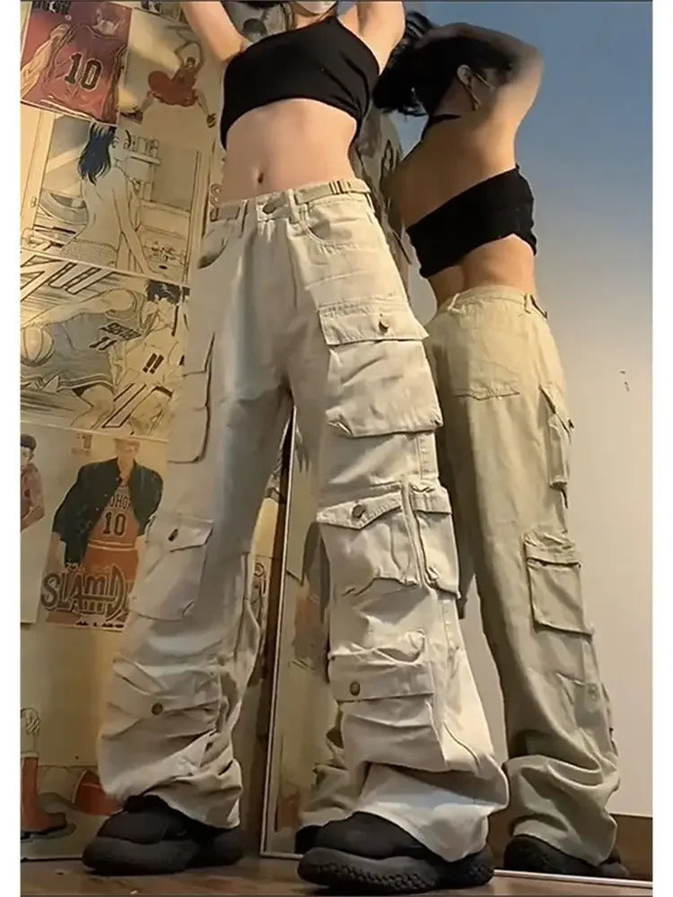 Model wearing the beige Nature-Inspired Cargo Pants