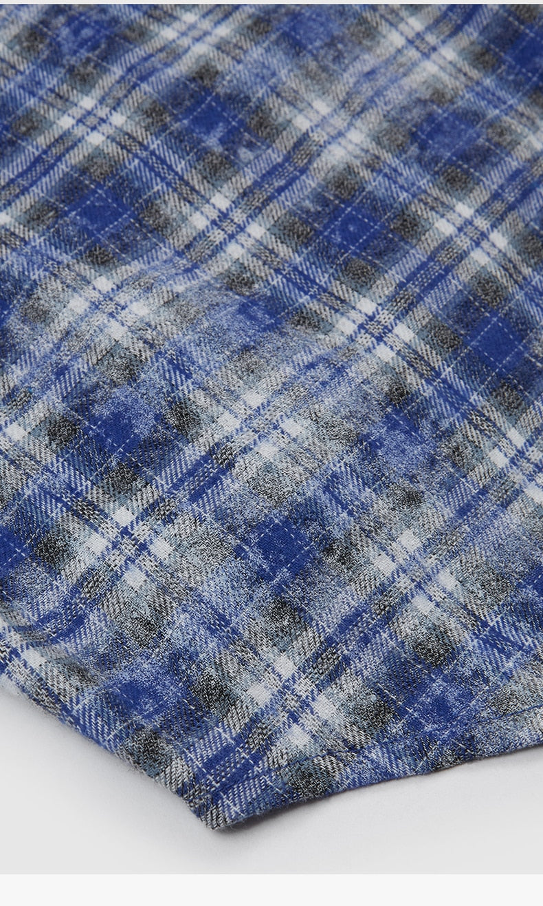 Brushed Check Blue Plaid Shirt