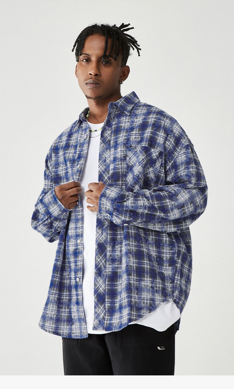 Brushed Check Blue Plaid Shirt