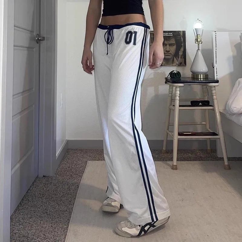 Y2K Wide-Leg Athletic Pants