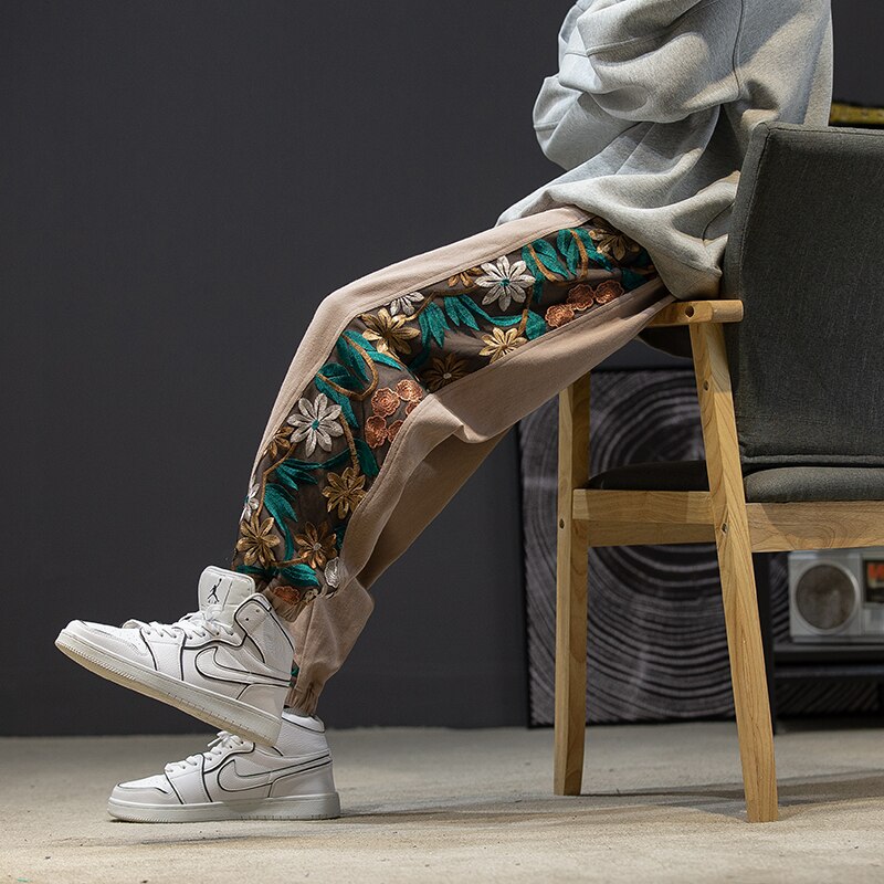 Flower Embroidery Sweatpants