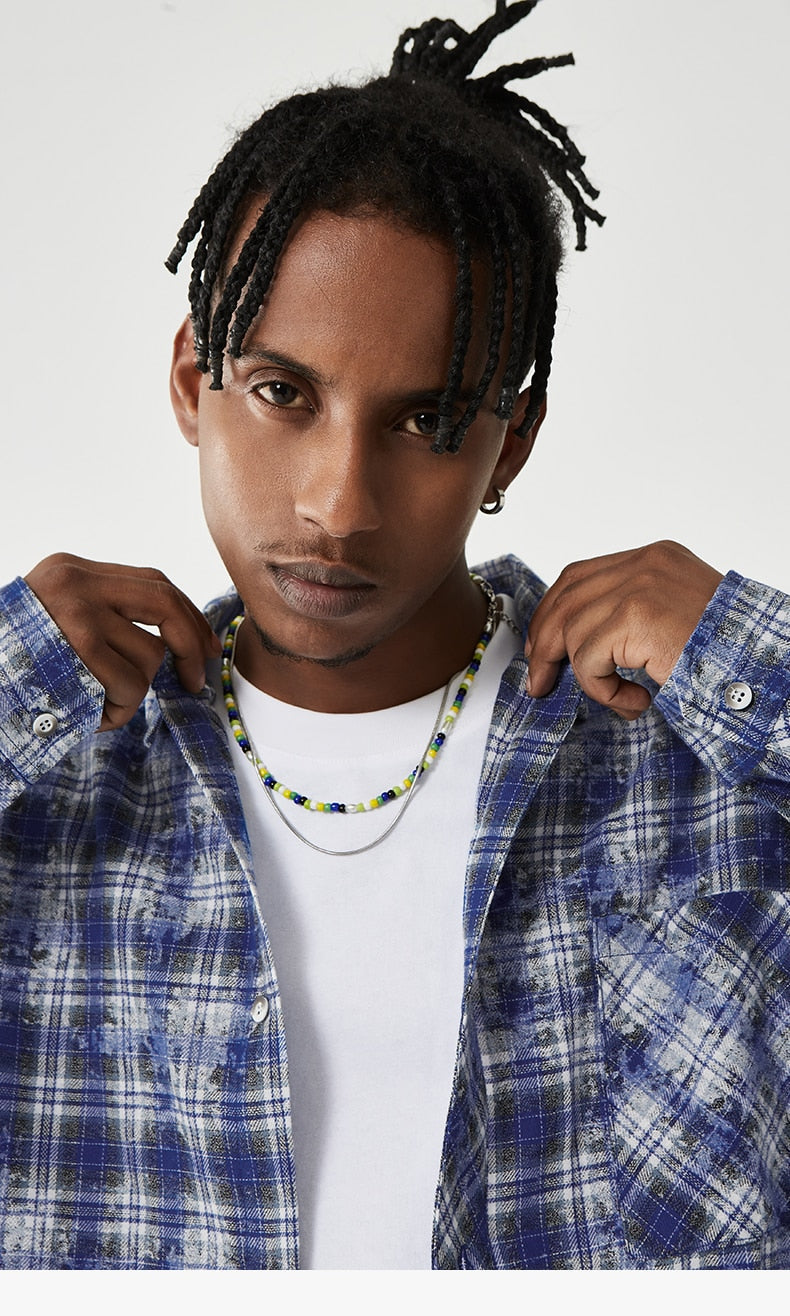 Brushed Check Blue Plaid Shirt