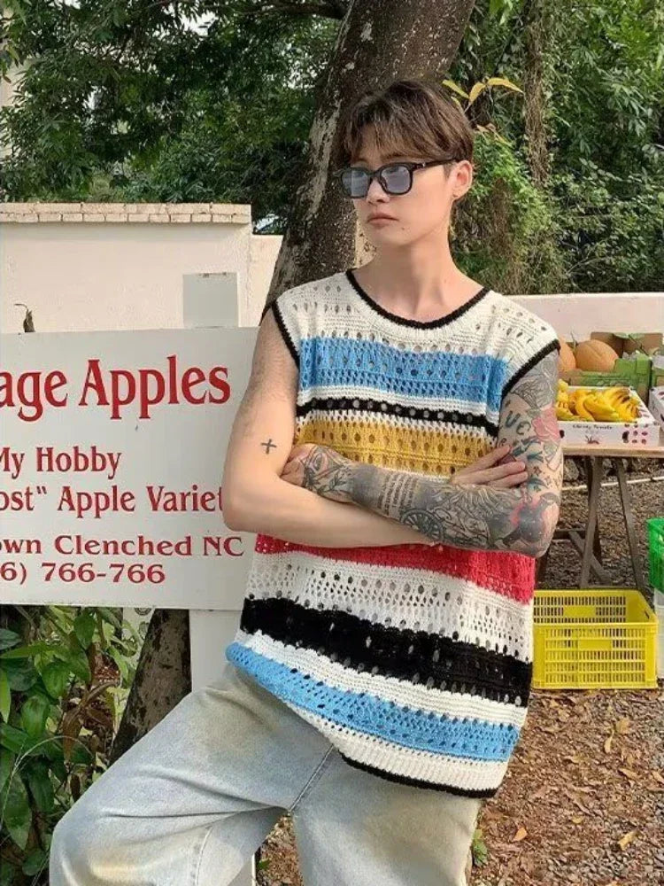 Vintaged Patterned Crochet Open Vest