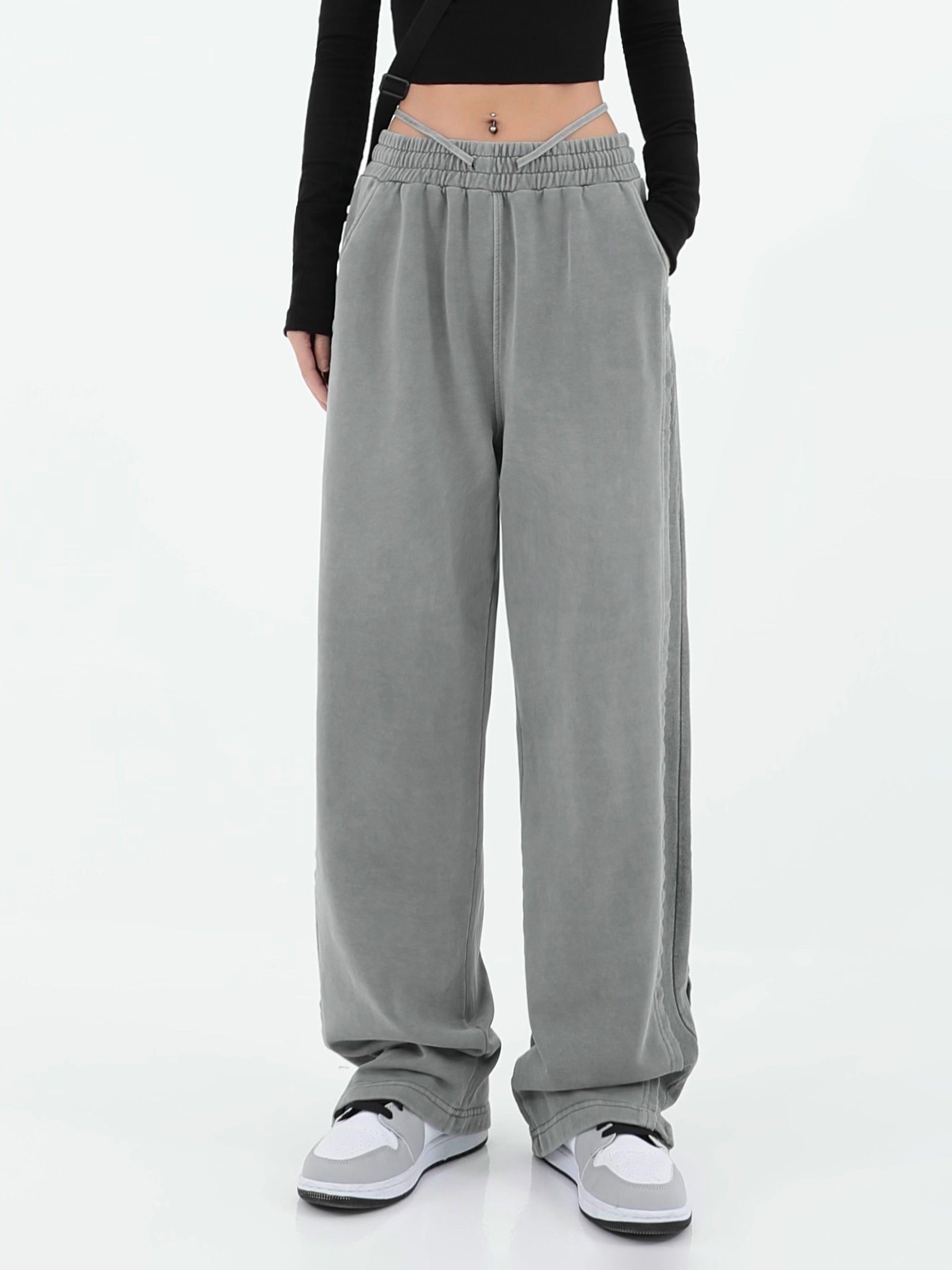 Versatile Wide-leg High Waist Sweatpants