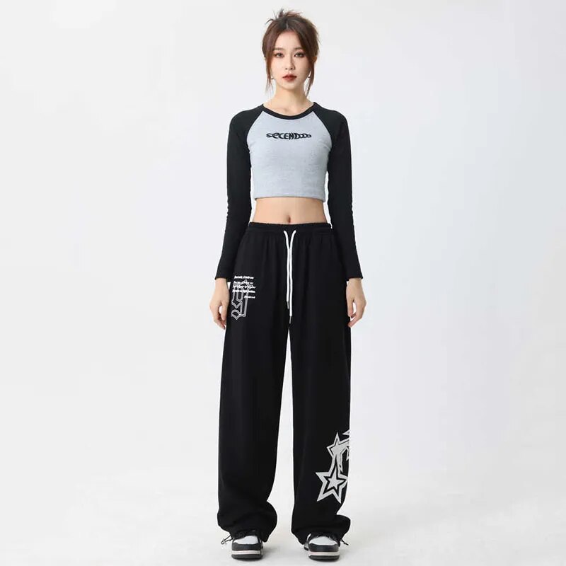 Loose Elastic-waist Stars Sweatpants