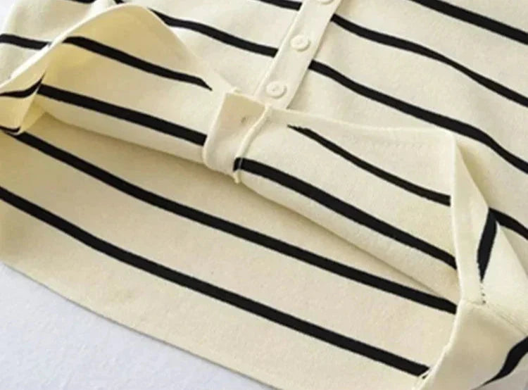 Striped Button-Up Knitted Vest