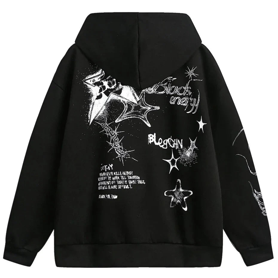 Bold Graffiti Oversized Hoodies & Shirt