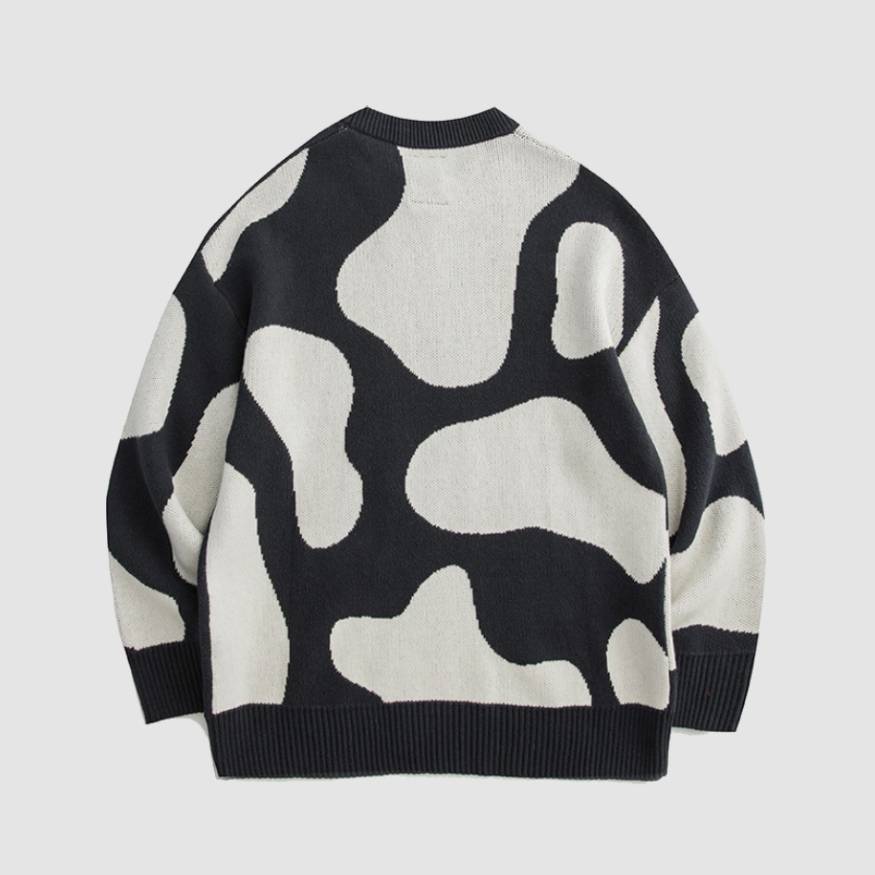 Cow Pattern Colorblock Sweater