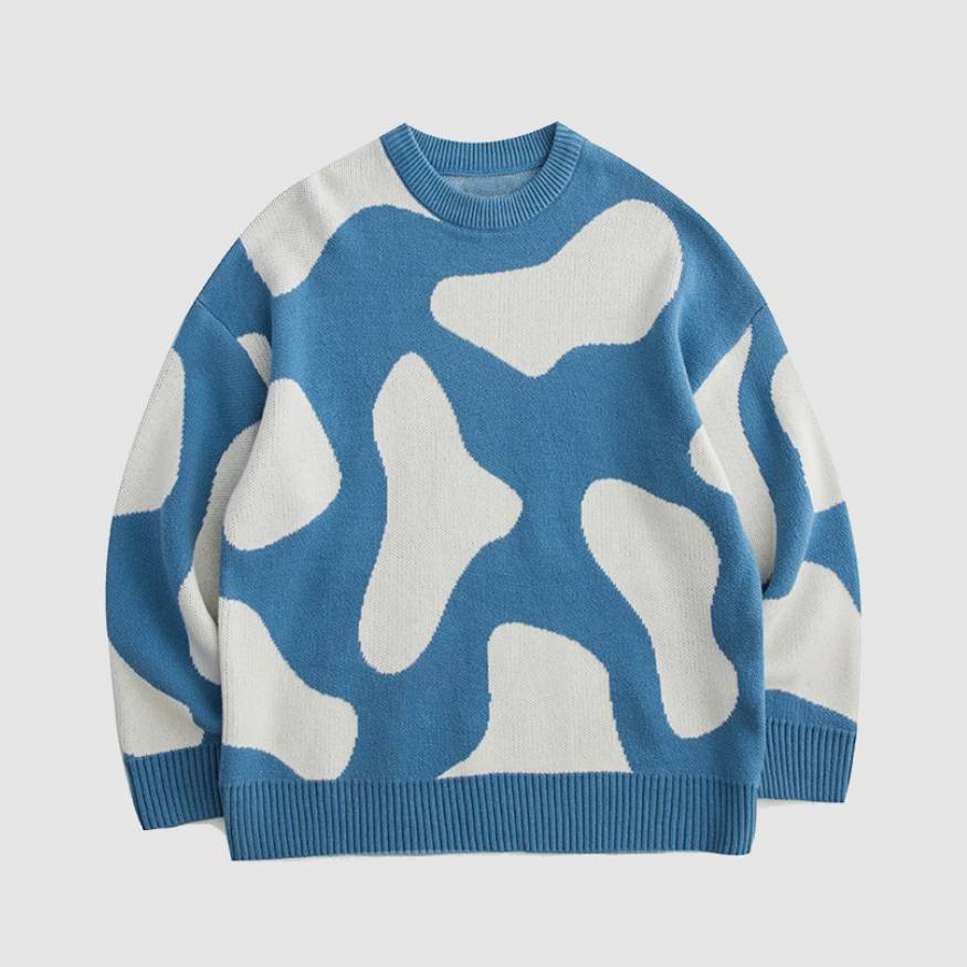 Cow Pattern Colorblock Sweater