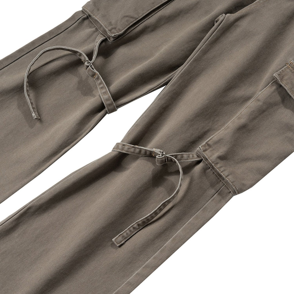 Irregular Washed Pleated Jeans